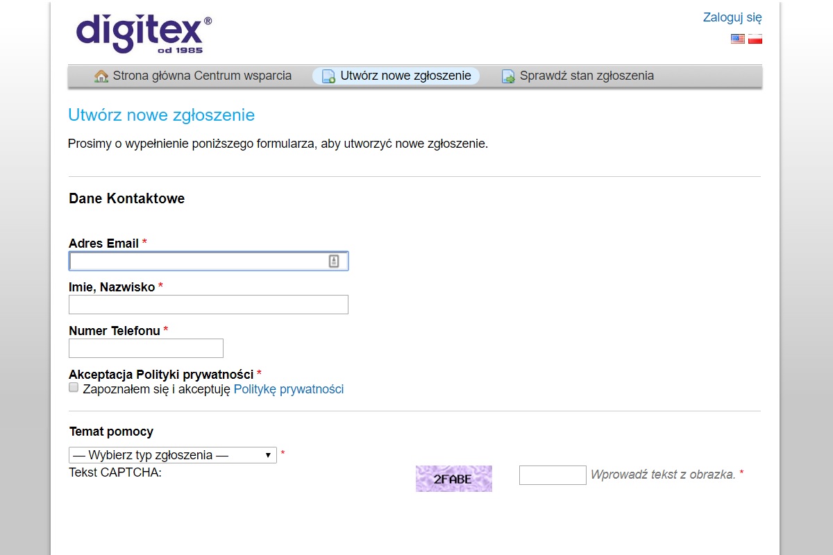 Centrum Obsługi Zgłoszeń digitexCZK/IP