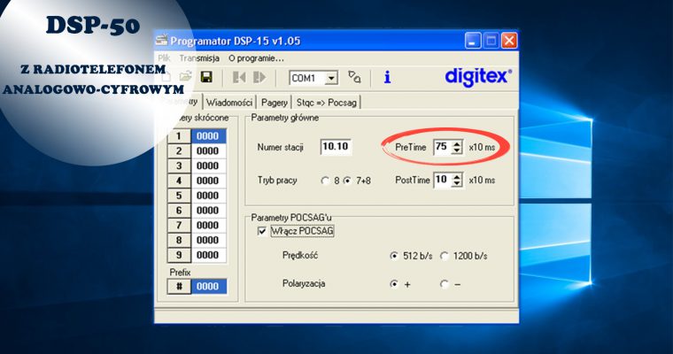 Ustaw pretime w DSP-50 z cyfrowym radiotelefonem